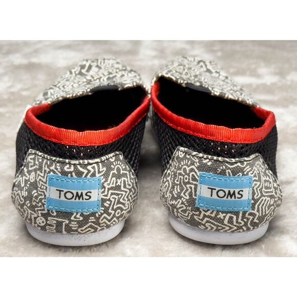 Toms Keith Haring Chalkboard Mesh Slip On Classic Flats Womens Size 7 - Picture 5 of 14